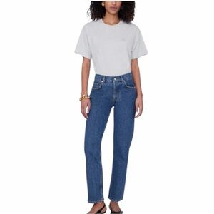 Anine Bing Lili Monogram Tee in Heather Grey Size S